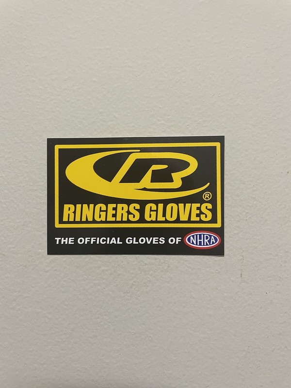 RINGERS GLOVES THE OFFICIAL GLOVES OF NHRA racing sticker/decal