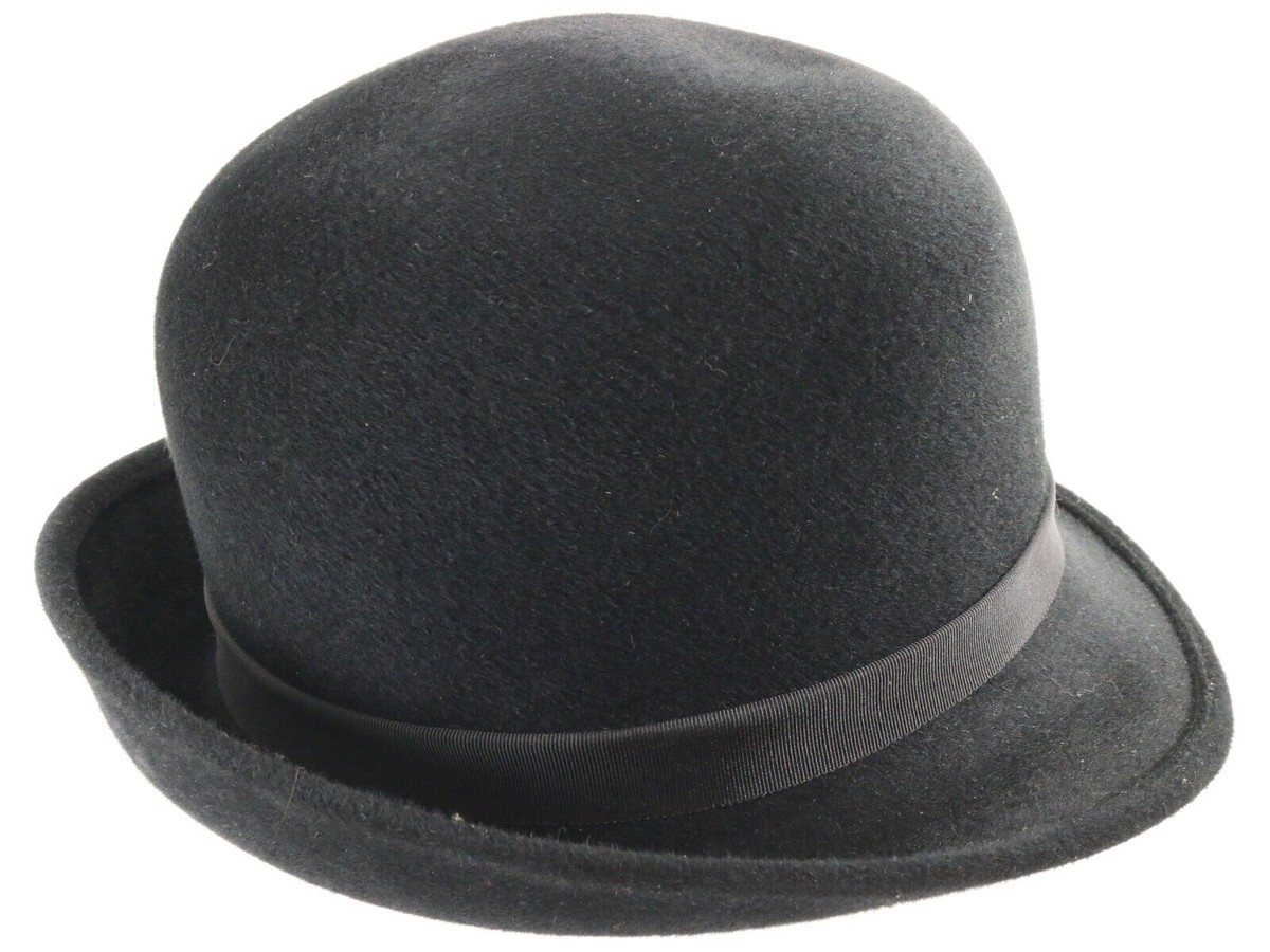 Neiman Marcus felt hat Bailey tomlin London big size Bailey Tomlin London Ladies Black Felt Cloche Hat W/ Leaves  main image 3
