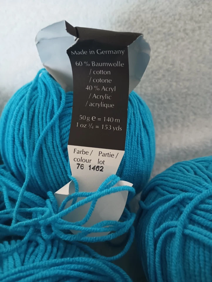 (5) Zitron Polo Sport Weight Yarn Periwinkle Blue Cotton/Acrylic Balls Germany - Image 4 of 4
