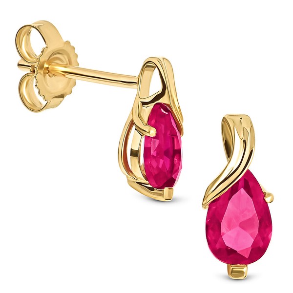 Miore - Damen Ohrstecker Aus Gelbgold, Ohrringe 14 Karat 585 Gold - Mit Rubinen-image