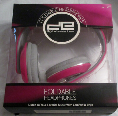 NIB Digital Essentials Pink Foldable Headphones