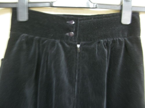 Vintage 80's Laura Ashley Ireland black velvet midi maxi skirt pocketsl 8 / 10 - Picture 5 of 8