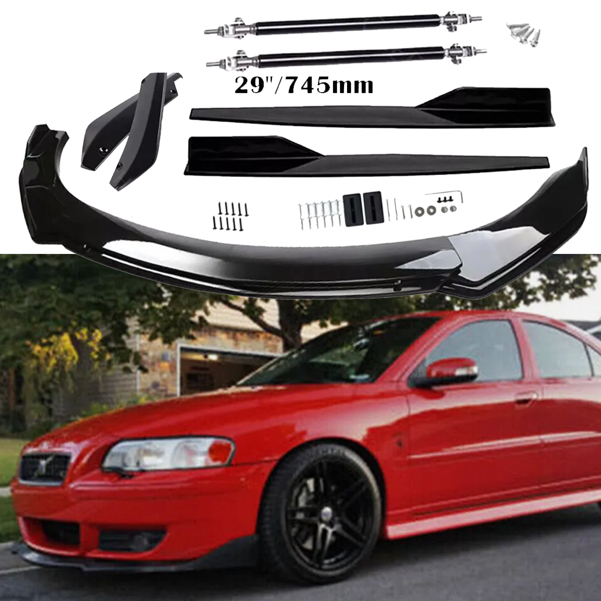 Volvo S40 S60 S70 Front Rear Bumper Lip Spoiler Splitter Side Skirt Kit