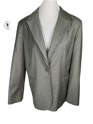 allen schwartz Wms Sz 14 Sage Green Striped Suit Separate Jacket B39