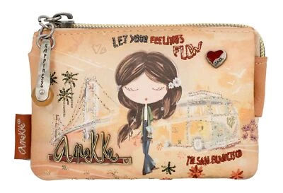 Anekke Peace & Love 3-Compartment Coin Purse Schlüsselmäppchen Camel hellbraun