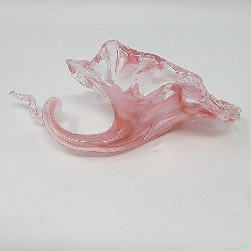 Blown Glass Art Glass Pink Swirls Flower - Picture 3 of 9