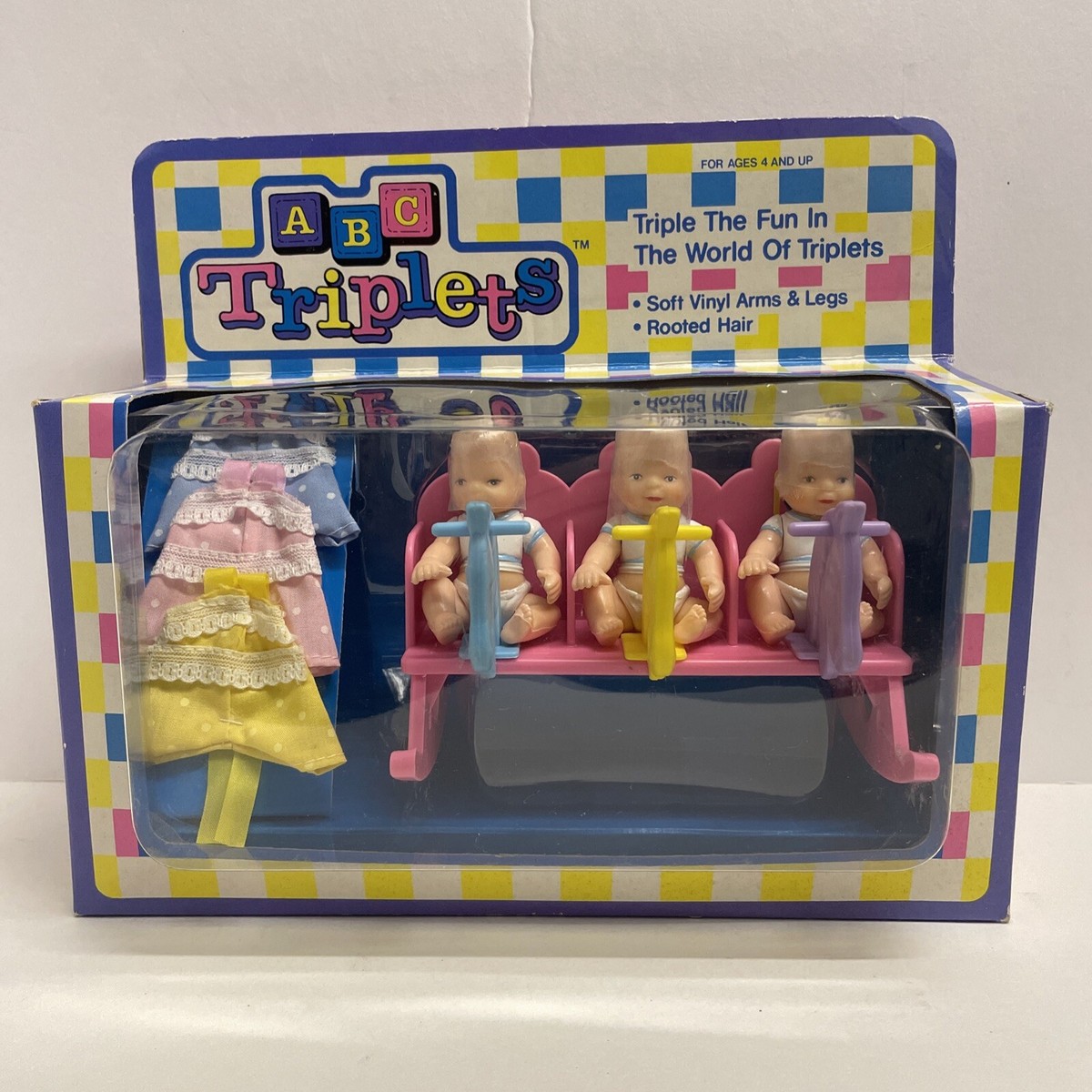 ABCドール3 ABCドール3 ABC Triplets Doll Set With Cradle Blonde Dolls