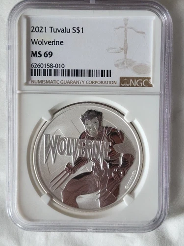 2021 NGC MS-69 Tuvalu Marvel Wolverine Silver Dollar - .9999 Silver