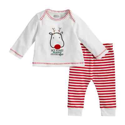 NWT Mud Pie My First Merry Christmas Red White 2 Piece Outfit Set 0-3 M Months