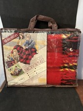 Vtg 70s NOS Beacon Blanket Plaid Warm Acrylic 45" x 72" Made In USA Red