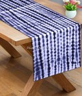 Ethnic Table Runner Shibori Cotton Canvas Blue Striped Long Tie Dye Table Cover