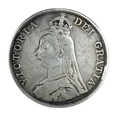 1889 GREAT BRITAIN VICTORIA JUBILEE HEAD DOUBLE FLORIN SILVER COIN - KM #763