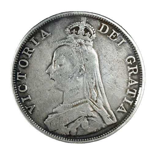 1889 GREAT BRITAIN VICTORIA JUBILEE HEAD DOUBLE FLORIN SILVER COIN - KM #763