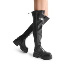 Womens Platform Over The Knee Boots Thigh Chunky Block Heels Party Boots