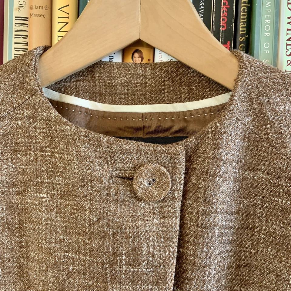 Chaqueta Blazer Banana Republic Retro Vibe MCM Mad Men Tweed Marrón Caramelo, Talla 2 Foto 2 de 4