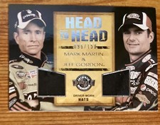 2010 PRESS PASS MARK MARTIN & JEFF GORDON DRIVER WORN HATS  #096/150!!