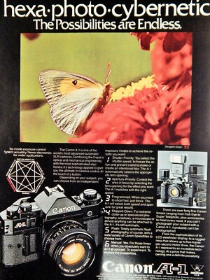 CANON A-1 SLR CAMERA HEXA PHOTO CYBERNETIC VTG 1980 AD, RARE