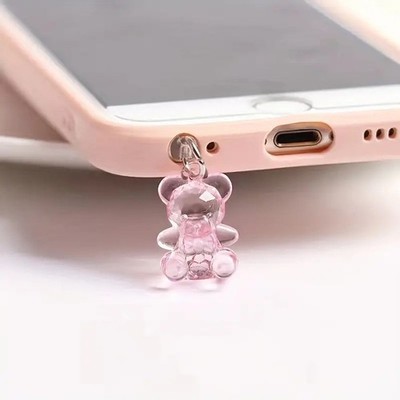 1PCS Kawaii Acrylbär Telefon Charme Ohrhörer Jack Staubstopfen für Telefon 