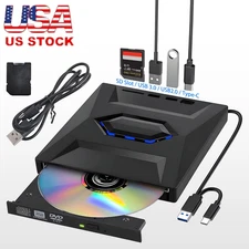 External CD/DVD Drive USB 3.0 Writer Burner Player for PC Laptop Windows 11/10