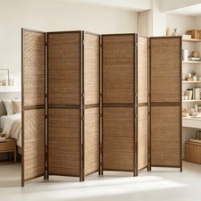 Bamboo  Cotton Privacy Screen, 106.3" L x 70.9" H, 4 Panel Room Divider
