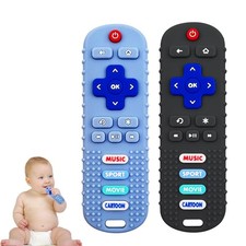 2PCS Baby Cell Phone Toy Infant Teething Sticks, Soft Silicone Baby Remote
