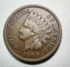 1908-S  INDIAN CENT   VF    KEY DATE  #9178