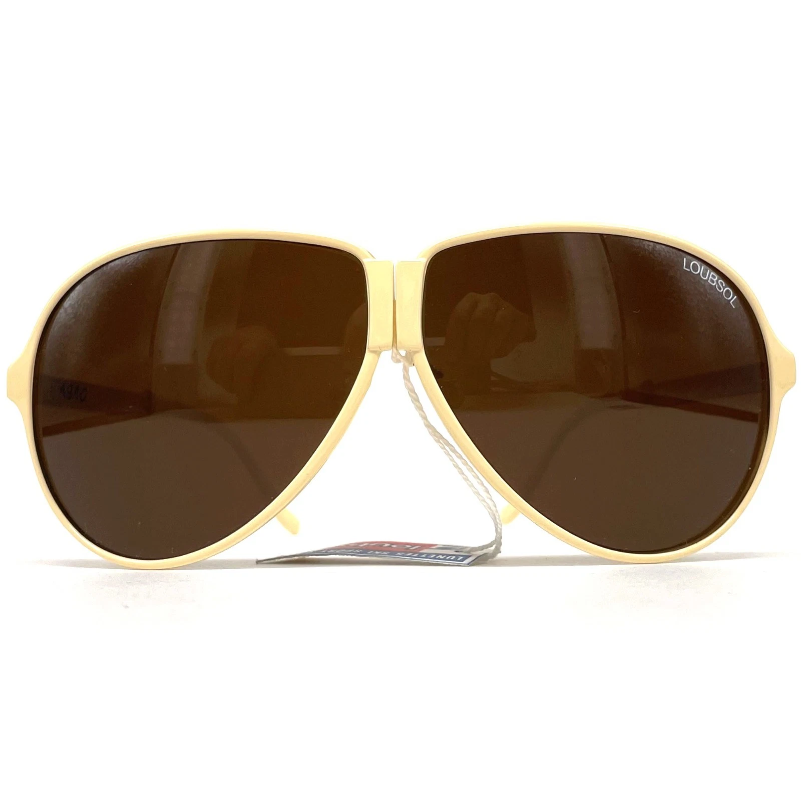 Vintage Loubsol Folding Sunglasses France 1980s Creme/Brown Large Rare