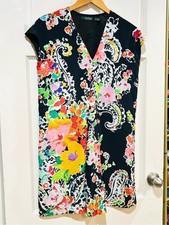 Lauren Ralph Lauren Floral V-neck Shift Dress Silk-Feel Preppy Office Size 2P