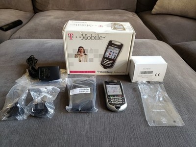 Vintage Blackberry 7105t T Mobile W/ Charger, Holster, Travel Adapter - TURNS ON