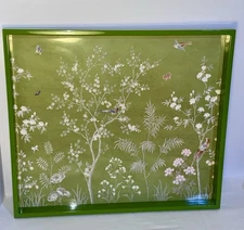 Addison Ross London Green Chinoiserie Lacquer Serving Vanity Tray 16x14