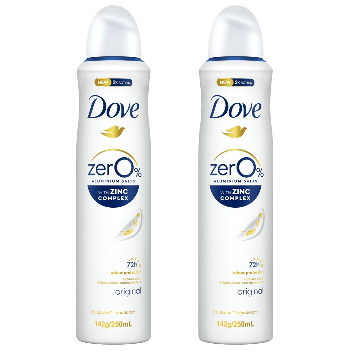 2 Pack Dove Original Aluminum Free Zinc Complex Deodorant Spray