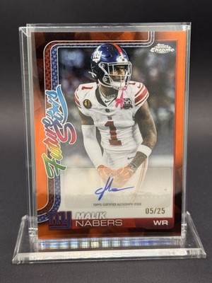 2025 Topps Chrome Football Malik Nabers Future Stars Orange Auto #/25- Giants