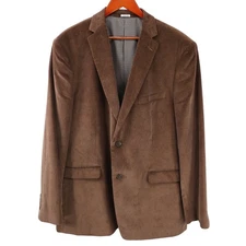 Saddlebred Heritage Corduroy Blazer Mens 46L Brown - Plaid Lined Jacket