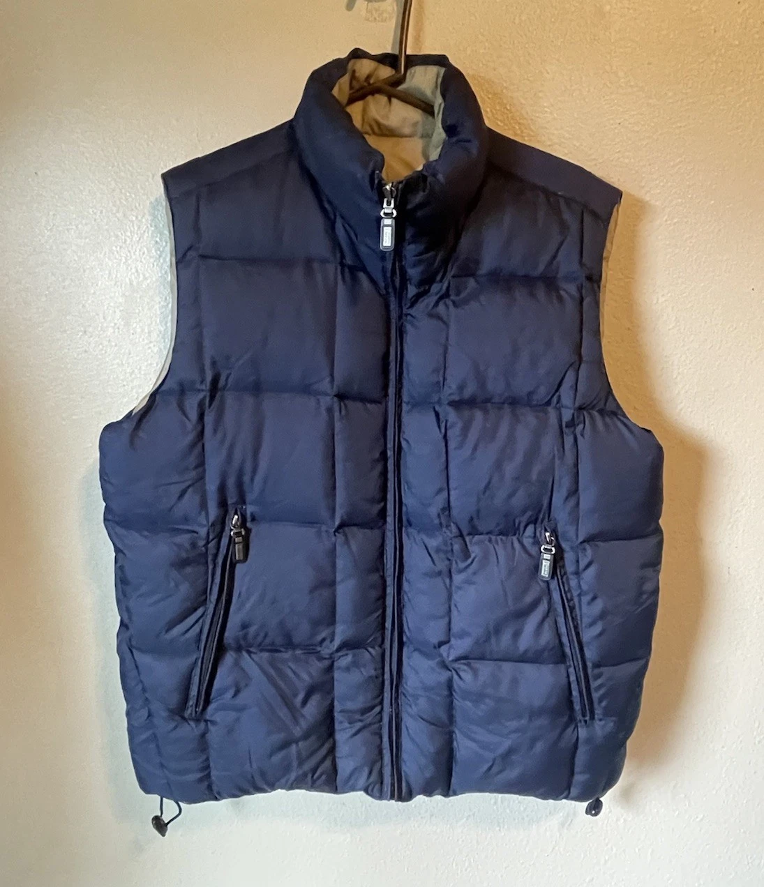 Silver Rider Puffer Vest Men's Large, Reversible Outdoor Blue/Cream J1970