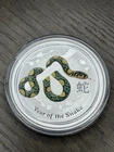 2013 P 2 Oz 999 Silver Australia Colorized Lunar Series II Year of the Snake