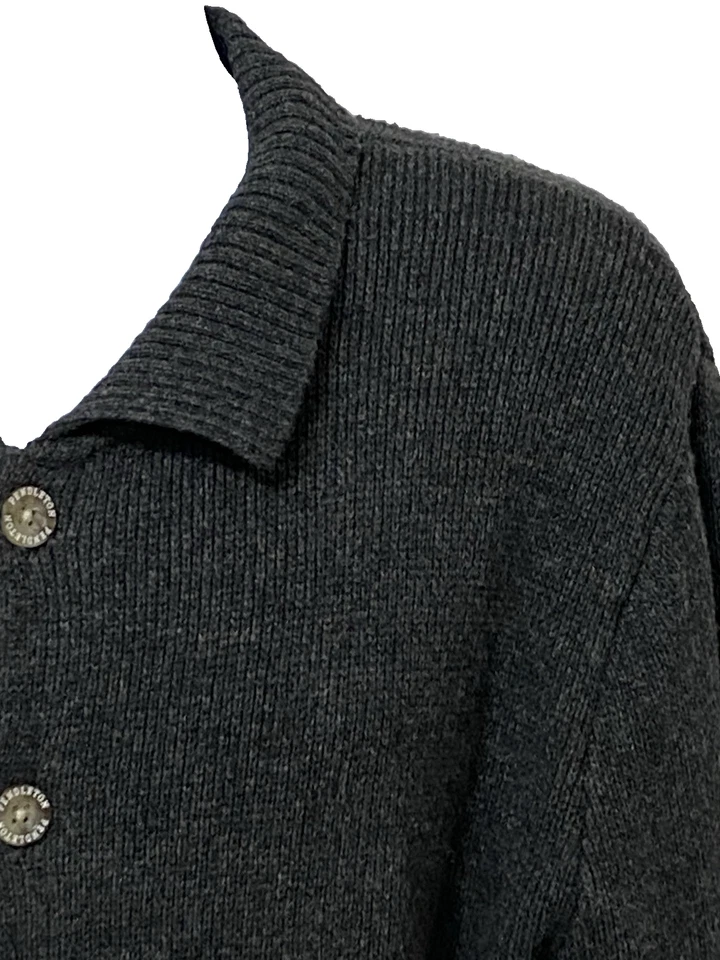 Pendleton Gray Lambs Wool Spread Collar Grandpa Cardigan Pockets Size Large - Image 3 of 4