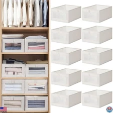 10-Pack Foldable Linen Closet Organizers with Clear Window - Stylish Storage