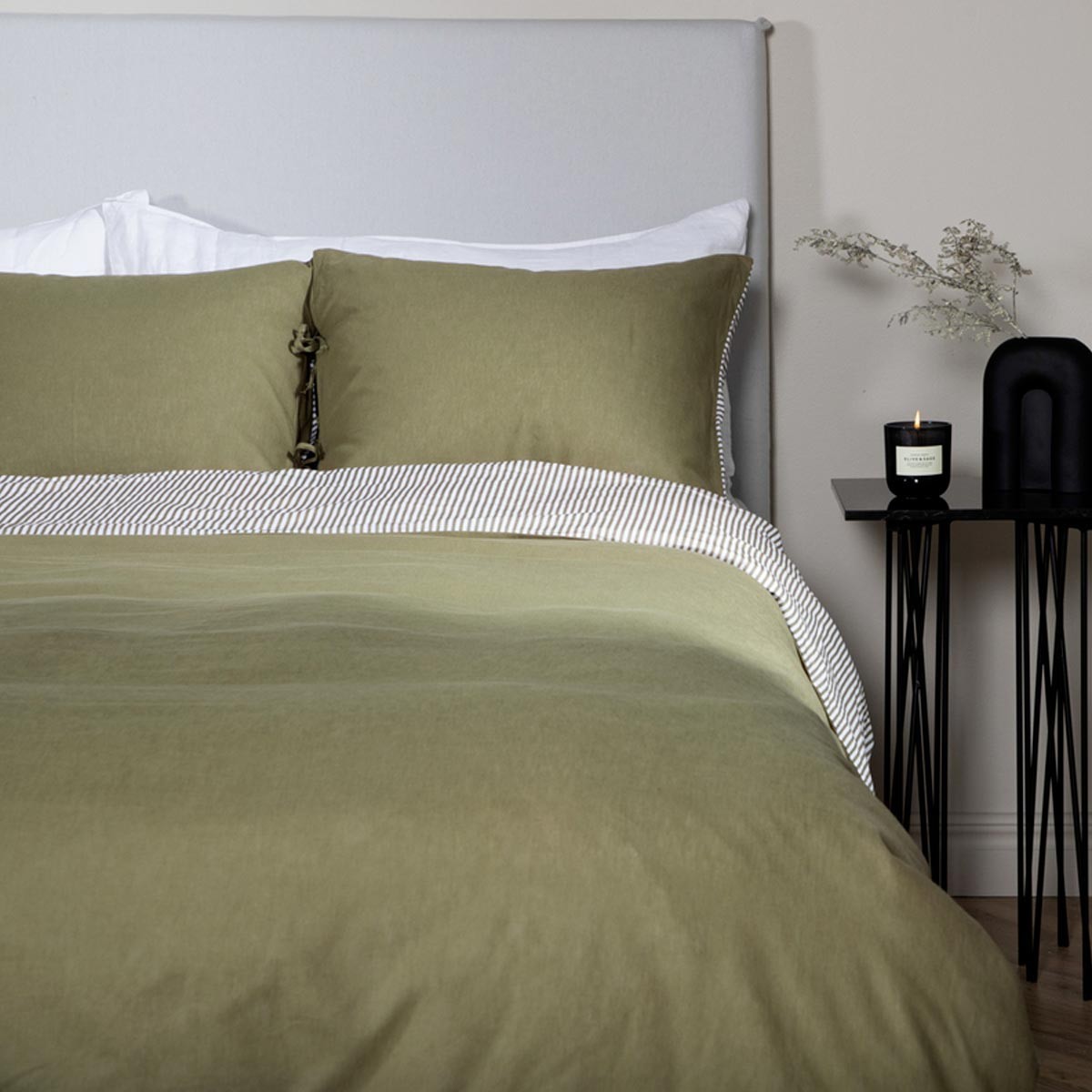 Parure de lit Jenna 240x220 cm vert pour créer une ambiance cocooning et zen chez soi