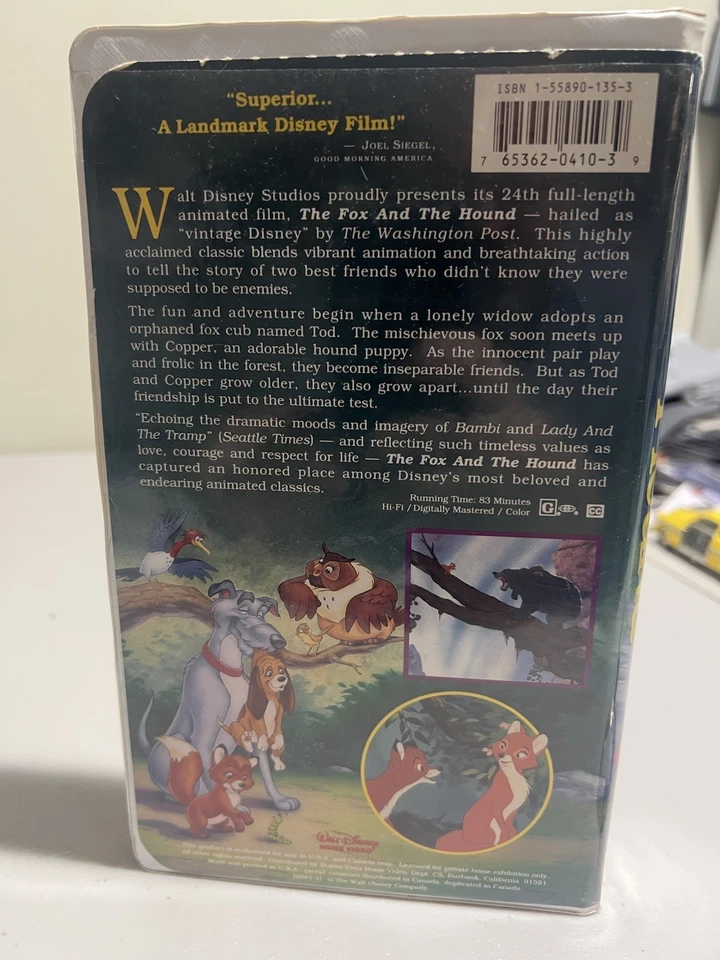 The Fox and The Hound Diamond Collection 1994 Walt Disney Classic VHS Tape - Image 2 of 4