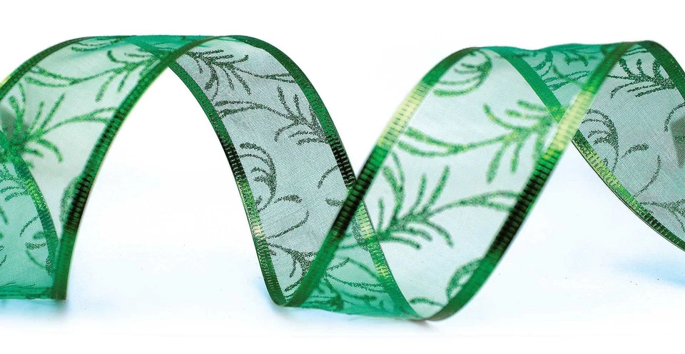 Cinta de Navidad para envolver regalos cintas con cable juego de 1,5 pulgadas de alambre de cinta... Foto 4 de 4