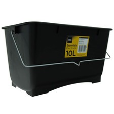 Coral Essentials Plastic Paint Scuttle Container with Metal Handle, 10L, Black