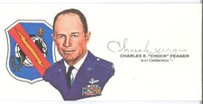 Chuck Yeager Signed Cut Signature GOE Lithograph 1988 (d) WWII Ace P-51 Pilot