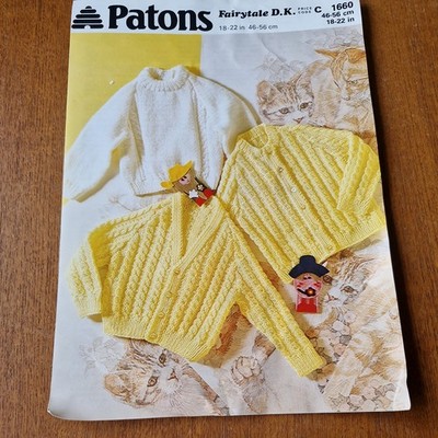 Patons C1660 Kinder Pullover Strickmuster Brustumfang 18 bis 22 Zoll