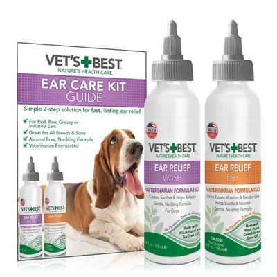 Vet's Best Dog Ear Cleaner Kit - Multi-Symptom Relief - Wash & Dry 4 oz