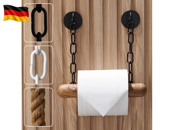 ® Toilettenpapierhalter Holz | Klopapierhalter Ohne Bohren | Klorollenhalter-image