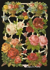 German Embossed Victorian Style Scrap Die Cut - Roses, Buds & Flowers   EF7182