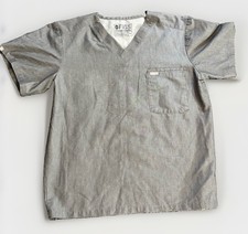 Figs Scrub Top Technical Collection Gray V-Neck Pocket Short Sleeve Sz Medium