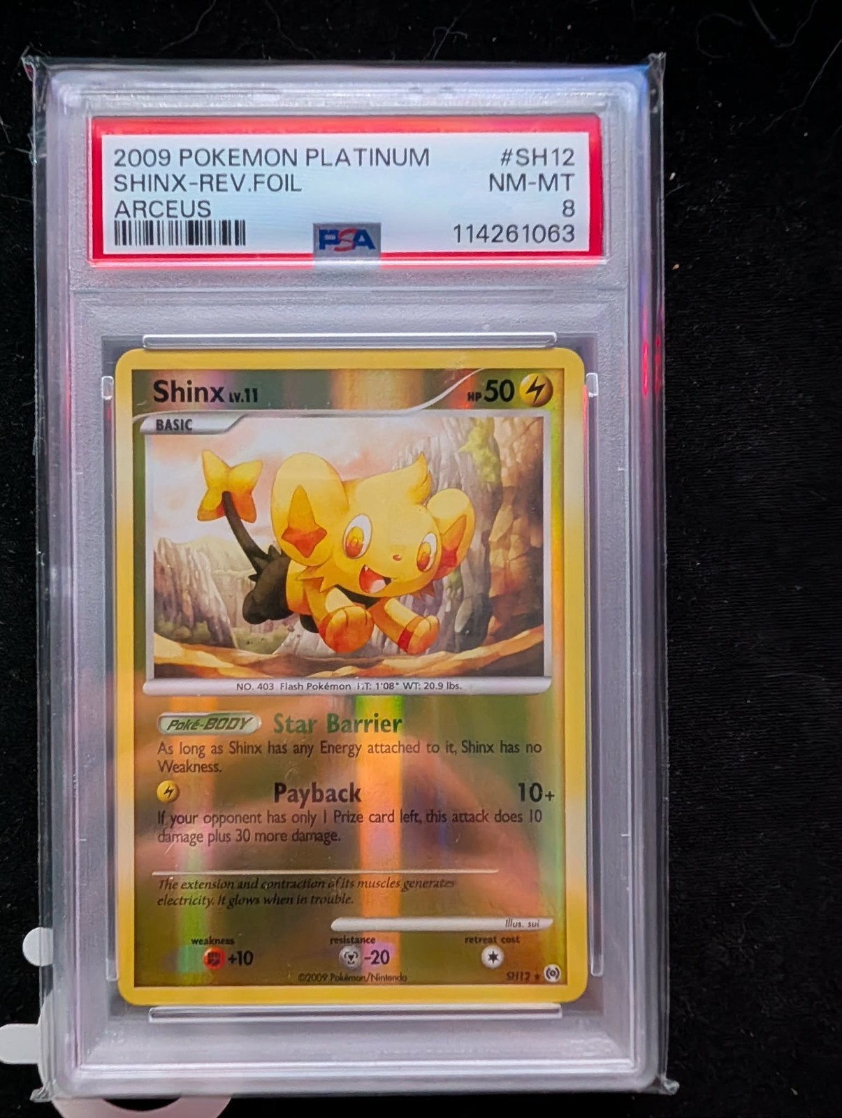Shinx Lv.11 Pokemon Arceus Shiny Reverse Holo Rare SH12 psa 8