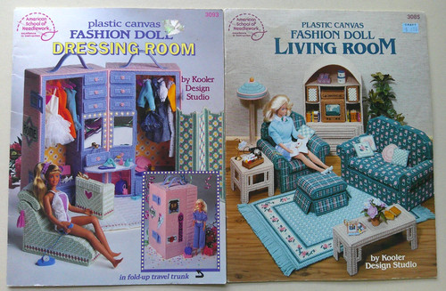 Fashion doll DRESSING & LIVING ROOM plastic canvas patterns