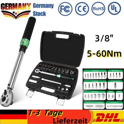 MOTORRAD DREHMOMENTSCHLÜSSEL SET 3/8'' 5-60Nm SCHLÜSSEL FEINE ABSTUFUNG